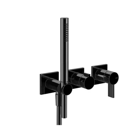 Gessi Inverso Rigato Внешняя часть настенного смесителя для душа на 2 выхода с перекл и ручным душем, цвет: Black Metal PVD