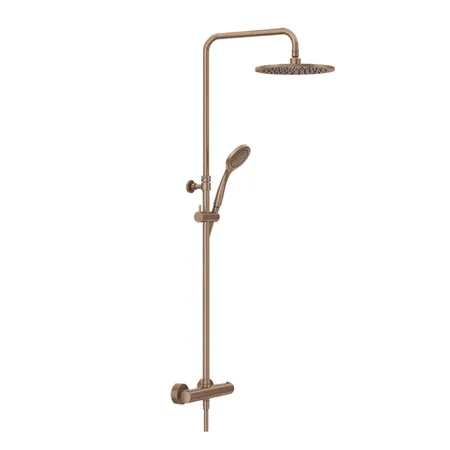 Gessi MINIMALISTIC SHOWER Душевая стойка, с термостатическим смесителем, верхним душем, ручным душем и держателем, цвет: brushed copper pvd