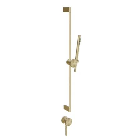 Gessi Origini Штанга в комплекте с душевой лейкой, шланг и вывод воды, с вставкой, цвет: Brushed Brass PVD