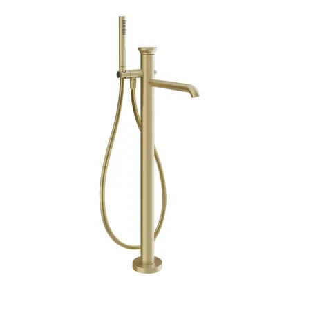 Gessi Origini Смеситель для ванны, наполньный, с ручной лейкой, в комплекте вставка, цвет: Brushed Brass PVD