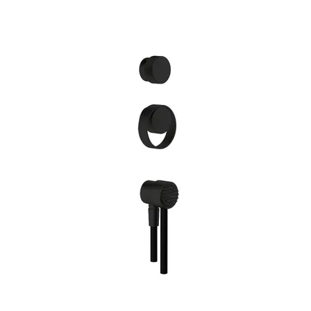 Gessi Outdoor Набор для душевой стойки 63207: ручка смесителя, ручка переключателя, ручной душ и шланг, цвет: Black XL