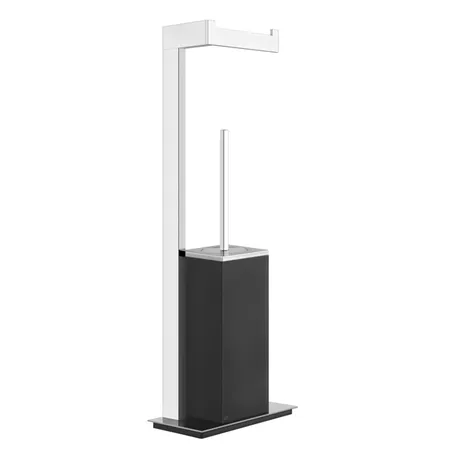 Gessi Rettangolo Стойка с держателем, для туалетной бумаги и ершиком, напольная, цвет: хром/черный