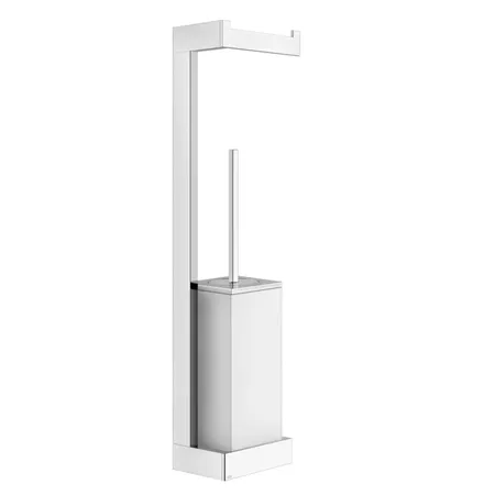 Gessi Rettangolo Стойка, с держателем для туалетной бумаги и ершиком, подвесная, цвет: хром/белый