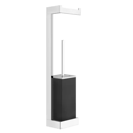 Gessi Rettangolo Стойка. с держателем для туалетной бумаги и ершиком, подвесная, напольная, цвет: хром/черный