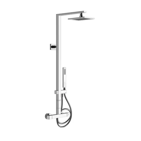 Gessi Rettangolo Термостатический смеситель с верхним душем, авт.переключателем ванна/душ, лейкой и шлангом 1,5м, цвет: хром