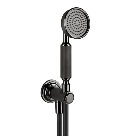 Gessi Venti20 Комплект для душа с ручным душем, шлангом, держателем с подводом воды, цвет: Black Metal PVD