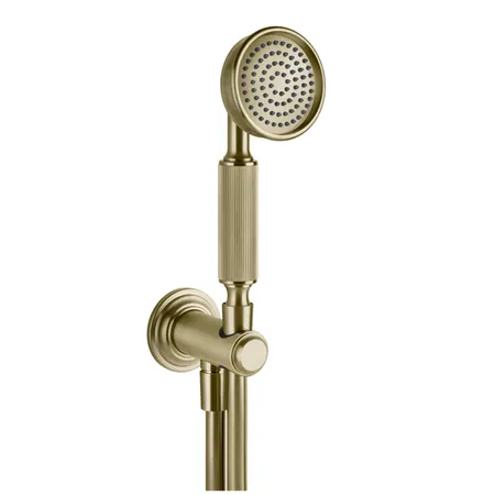Gessi Venti20 Комплект для душа с ручным душем, шлангом, держателем с подводом воды, цвет: Brushed Brass PVD