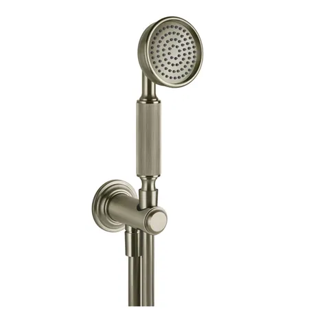 Gessi Venti20 Комплект для душа с ручным душем, шлангом, держателем с подводом воды, цвет: Finox Brushed Nickel