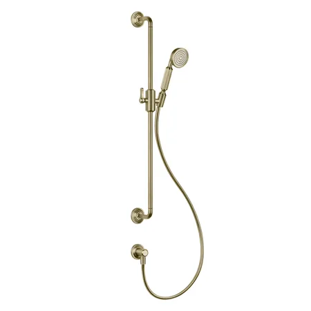 Gessi Venti20 Штанга для душа, с ручным душем, шлангом и подводом воды, цвет: Brushed Brass PVD