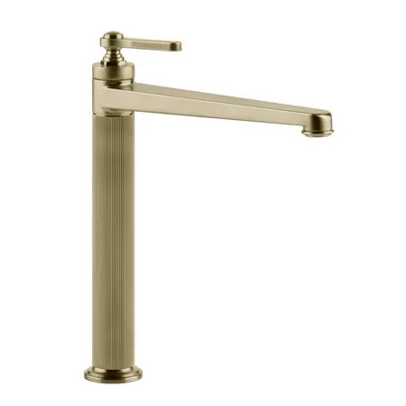 Gessi Venti20 Смеситель для раковины, на 1 отв, высокий, с донным клапаном, цвет: Brushed Brass PVD