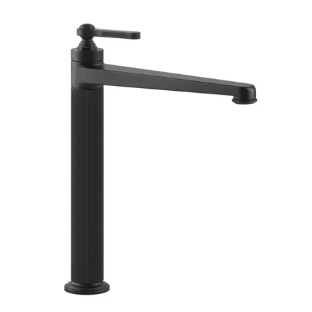 Gessi Venti20 Смеситель для раковины на 1 отверстие, однорычажный, высокий, в комплекте с донным клапаном, цвет: черный