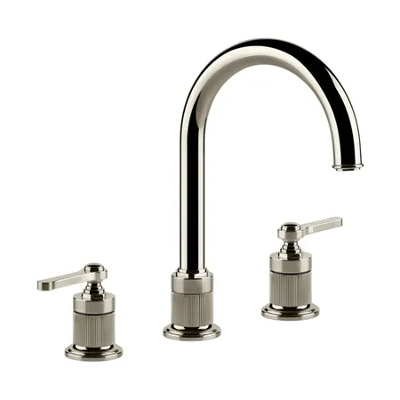 Gessi Venti20 Смеситель для раковины, на 3 отв, высота излива, с донным клапаном, цвет: Nickel PVD