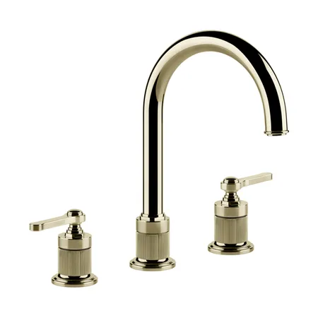 Gessi Venti20 Смеситель для раковины на 3 отверстия, высота излива, в комплекте с донным клапаном, цвет: Brass PVD