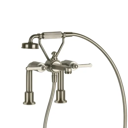 Gessi Venti20 Смеситель для установки на борт ванны на 2 отверстия, с ручным душем и шлангом, цвет: Finox Brushed Nickel