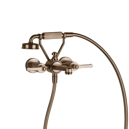 Gessi Venti20 Смеситель для ванны настенный, с ручным душем и шлангом, цвет: Copper Brushed PVD