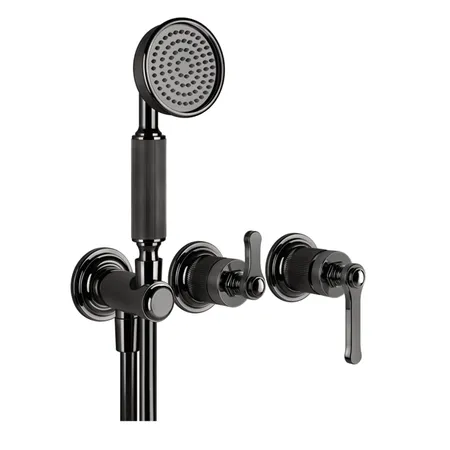 Gessi Venti20 Смеситель встраиваемый, однорычажный, с перекл. на 2 положения, с ручным душем и шлангом, вн часть, цвет: Black Metal PVD