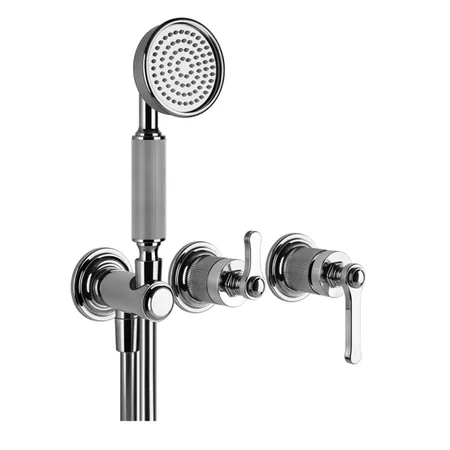 Gessi Venti20 Смеситель встраиваемый, однорычажный, с переключателем на 2 положения, с ручным душем и шлангом, внешняя часть, цвет: хром