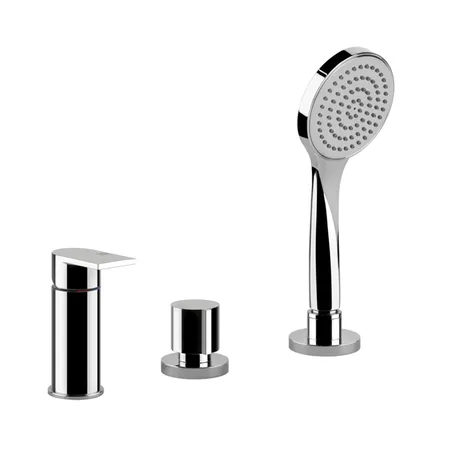 Gessi Emporio Via manzoni Смеситель для ванны, на 3 отв, наполнение через слив-перелив, лейка, цвет: хром