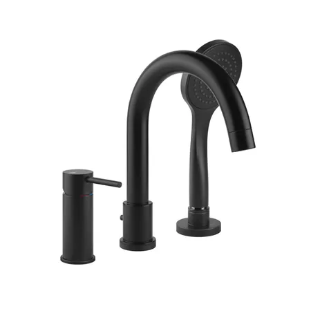 Gessi Emporio Via tortona Смеситель для ванны, на 3 отв, с переключателем, изливом и шлангом 1,50м, цвет: Black XL