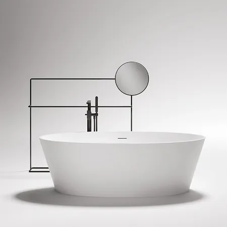 Gruppo Treesse Alma Ванна отдельностоящая, с сливом-переливом и сифоном, Solid Surface, цвет: белый глянцевый