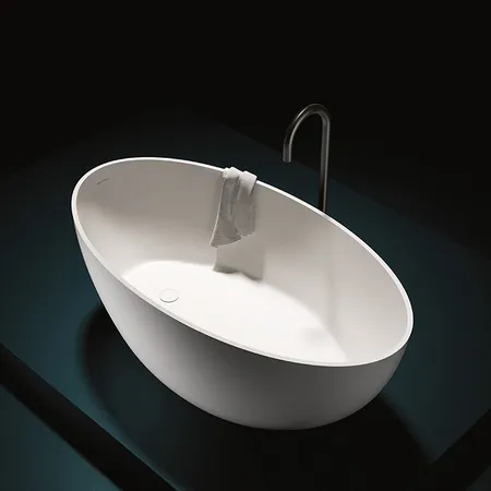 Gruppo Treesse Bali Ванна отдельностоящая, с сливом-переливом и сифоном, Solid Surface, цвет: белый глянцевый