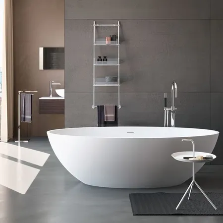 Gruppo Treesse Carezza Ванна, отдельностоящая, Solid Surface, с сливом-переливом и сифоном, цвет: белый матовый