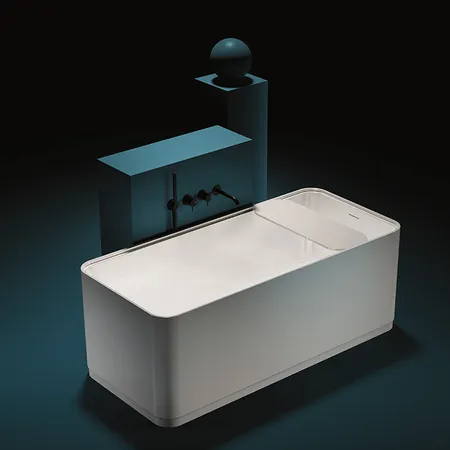 Gruppo Treesse Cross Ванна отдельностоящая, с сливом-переливом и сифоном, Solid Surface, цвет: белый глянцевый