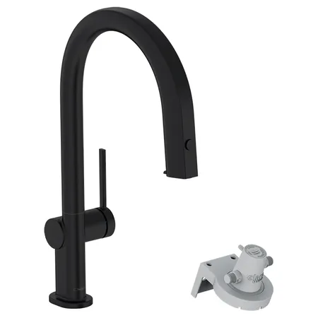 Hansgrohe Aqittura Смеситель для кухни, на 1 отв, с выдвижным изливом, цвет: черный матовый