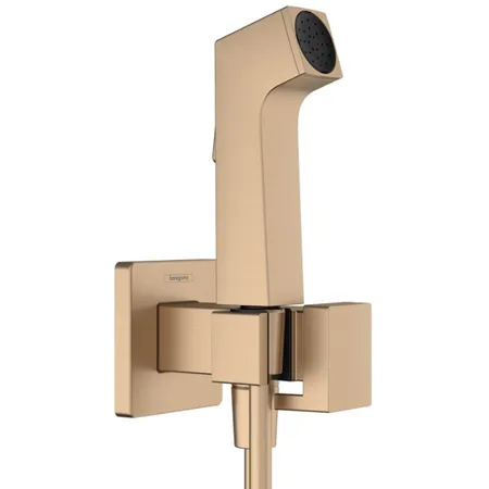 Hansgrohe Bidette E Гигиенический душ со смесителем, держателем и шлангом, цвет: шлифованная бронза
