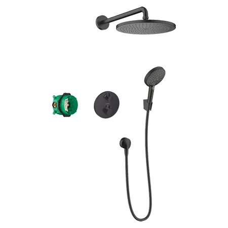 Hansgrohe Croma Душевая система, встраиваемая, верхний душ, с термостатическим смесителем и ручным душем, цвет: черный матовый