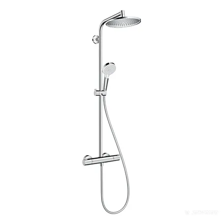 Hansgrohe Crometta Showerpipe S 240 SHP: термостат для душа + стойка с верхним душем + ручной душ со шлангом, цвет: хром
