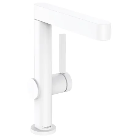 Hansgrohe Finoris Смеситель для раковины, на 1 отв, с поворотным изливом, с донным клапаном, цвет: белый матовый