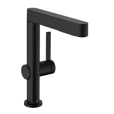 Hansgrohe Finoris Смеситель для раковины, 1 отв, с донным клапаном Push-Open, цвет: черный матовый