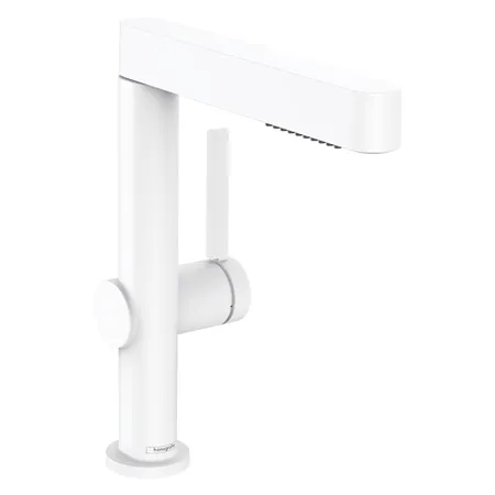 Hansgrohe Finoris Смеситель для раковины, 1 отв, с вытяжным душем 2jet, с донным клапаном Push-Open, цвет: белый матовый