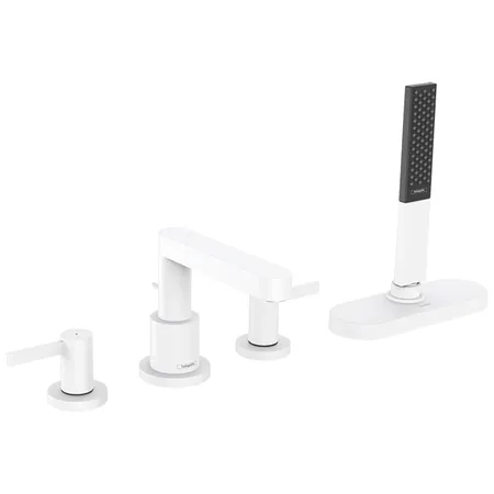 Hansgrohe Finoris Смеситель на борт ванны, на 4 отв, с ручным душем, цвет: белый матовый