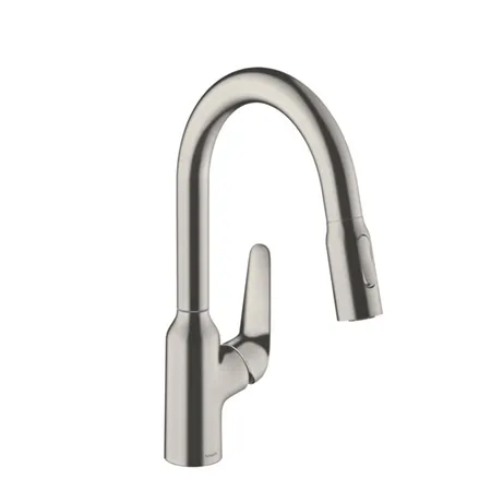 Hansgrohe Focus Кухонный смеситель, на 1 отв, с выдвижным изливом, излив:, цвет: полированная сталь