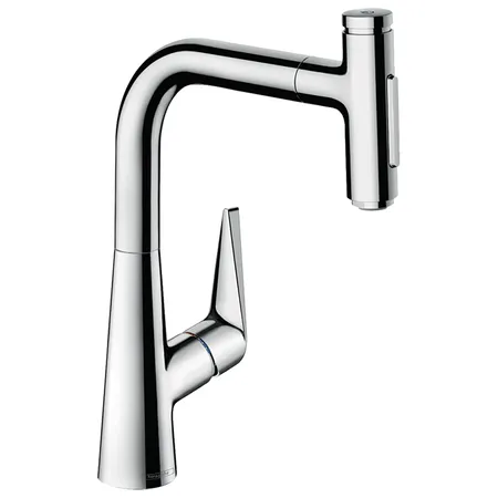 Hansgrohe Talis Select M51 Смеситель для кухни, на 1 отв, поворотный излив: с вытяжным душем, 2jet, h:, sBox, кнопка вкл/выкл, цвет: хром