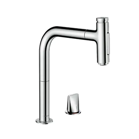 Hansgrohe Metris Select M71 Смеситель для кухни, 2 отв, с вытяжным изливом, цвет: хром