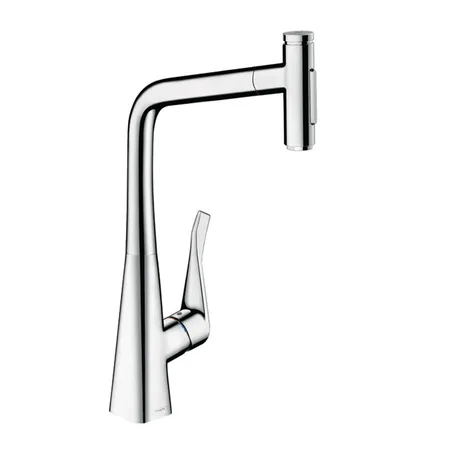 Hansgrohe Metris M71 Смеситель для кухни, на 1 отв, поворотный излив: с вытяжным душем, 2jet, h:, sBox, цвет: хром