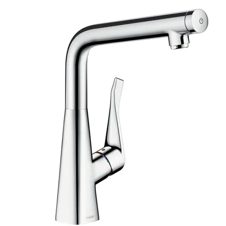 Hansgrohe Metris Select Смеситель для кухни на 1 отв, поворотный излив, кнопка вкл/выкл воды, цвет: хром