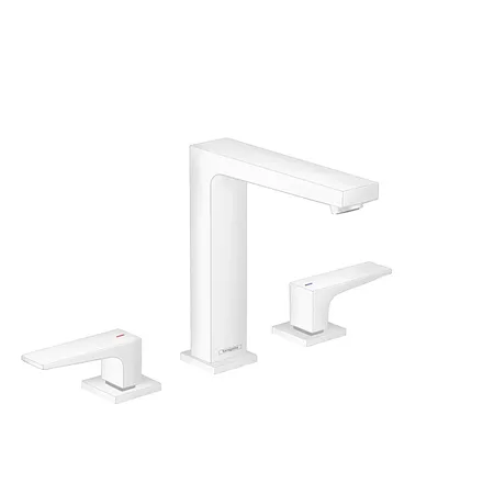 Hansgrohe Metropol Смеситель для раковины 160, на 3 отв, с донным клапаном, излив, цвет: белый матовый