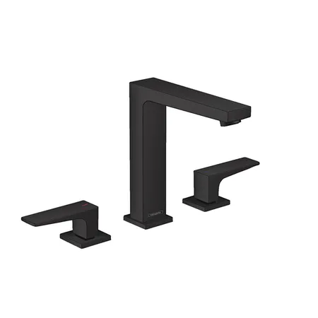 Hansgrohe Metropol Смеситель для раковины 160, на 3 отв, с донным клапаном, излив, цвет: черный матовый
