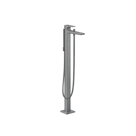 Hansgrohe Metropol Смеситель для ванны, на 1 отв, напольный, с ручным душем, излив, цвет: шлифованный черный хром