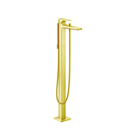 Hansgrohe Metropol Смеситель для ванны, на 1 отв, напольный, с ручным душем, излив, цвет: золото