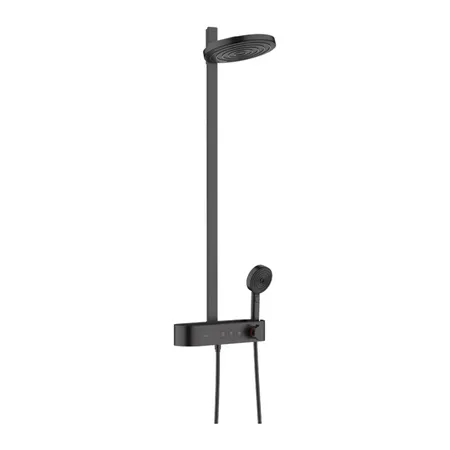 Hansgrohe Pulsify Душевая стойка с термостатическим смесителем, верхним душем с 2 режимами, ручным душем и шлангом, цвет: черный матовый/графит