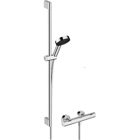 Hansgrohe Pulsify Душевой гарнитур с термостатическим смесителем, ручным душем и душевой штангой, цвет: хром