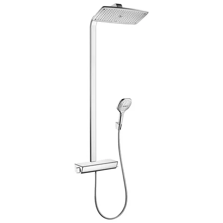 Hansgrohe Raindance E Душевая система: смеситель термостатический, верхний душ, ручной душ, шланг, цвет: хром