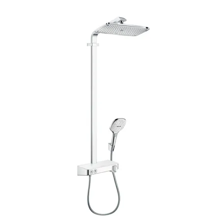 Hansgrohe Raindance Select E 360 Showerpipe 1 jet Душевая система, с верхним душем, ручным дешем, и термостатическим смесителем, цвет: хром/белый
