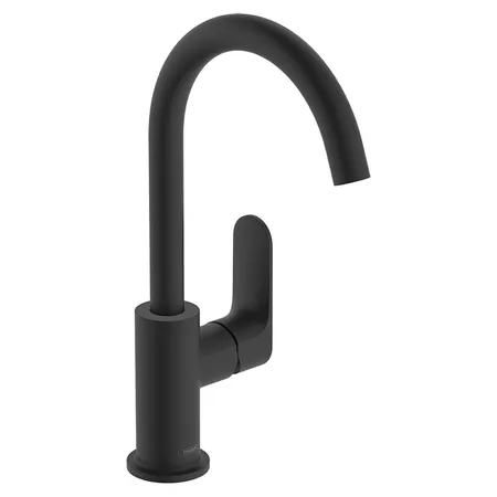 Hansgrohe Rebris S Смеситель для раковины 210, на 1 отв, с поворотным изливом, с донным клапаном, цвет: черный матовый
