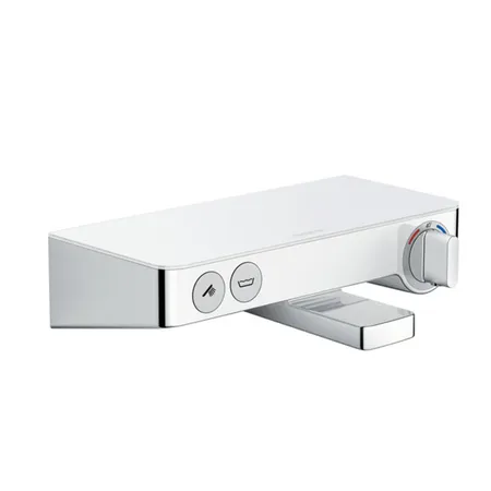 Hansgrohe Ecostat Select Термостат настенный для ванны на 2 источника, с изливом, с полочкой из безопасного стекла, цвет: белый/хром